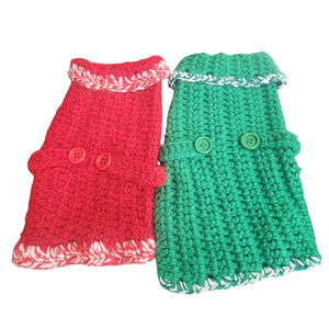 2 Dog Heavy Coats Sweaters Size Med Warm Winter Cable Knit Great for Holdiays